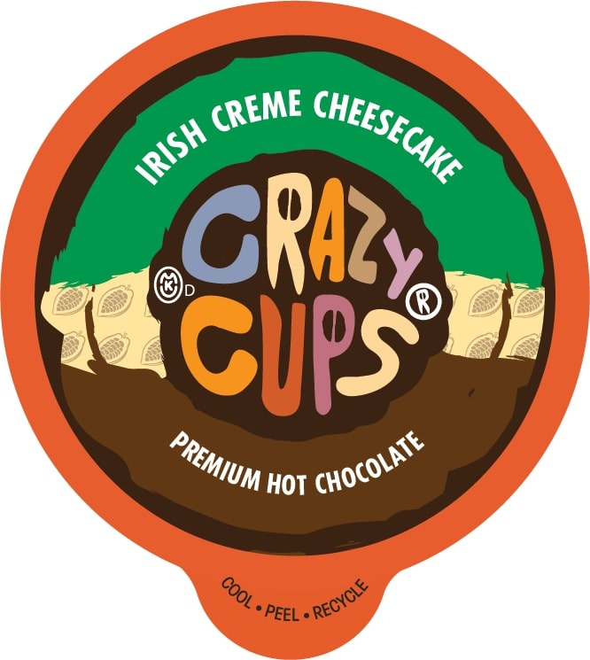 Crazy Cups Irish Creme Cheesecake Premium Hot Chocolate Single Serve Cups, 22 Count