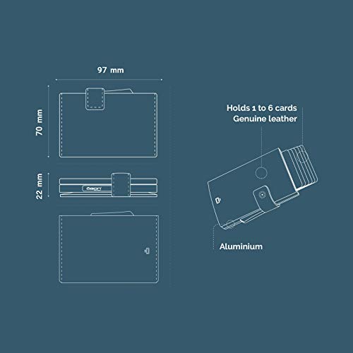 Ögon Designs - Cascade Wallet - Automatic Aluminium and Leather Wallet - 8 Cards and Banknotes (Blue Traforato Vegan Leather / Blue Aluminium) thumbnail