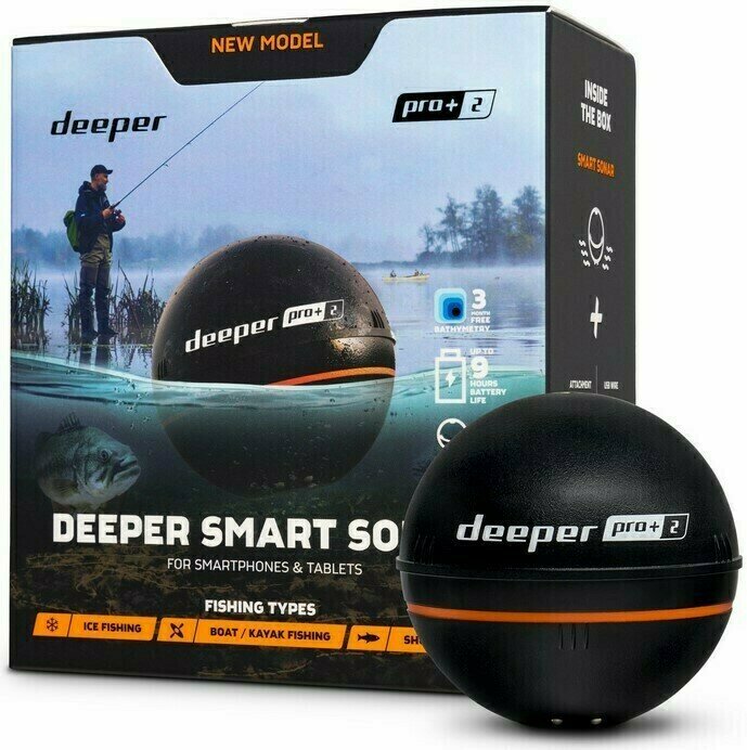 Deeper PRO+ 2 Sonar Fish Finder - Portable Fish Finder and Depth Finder for Kayaks  Boats and Ice Fishing with GPS Enabled | Castable Deeper Fish Find
