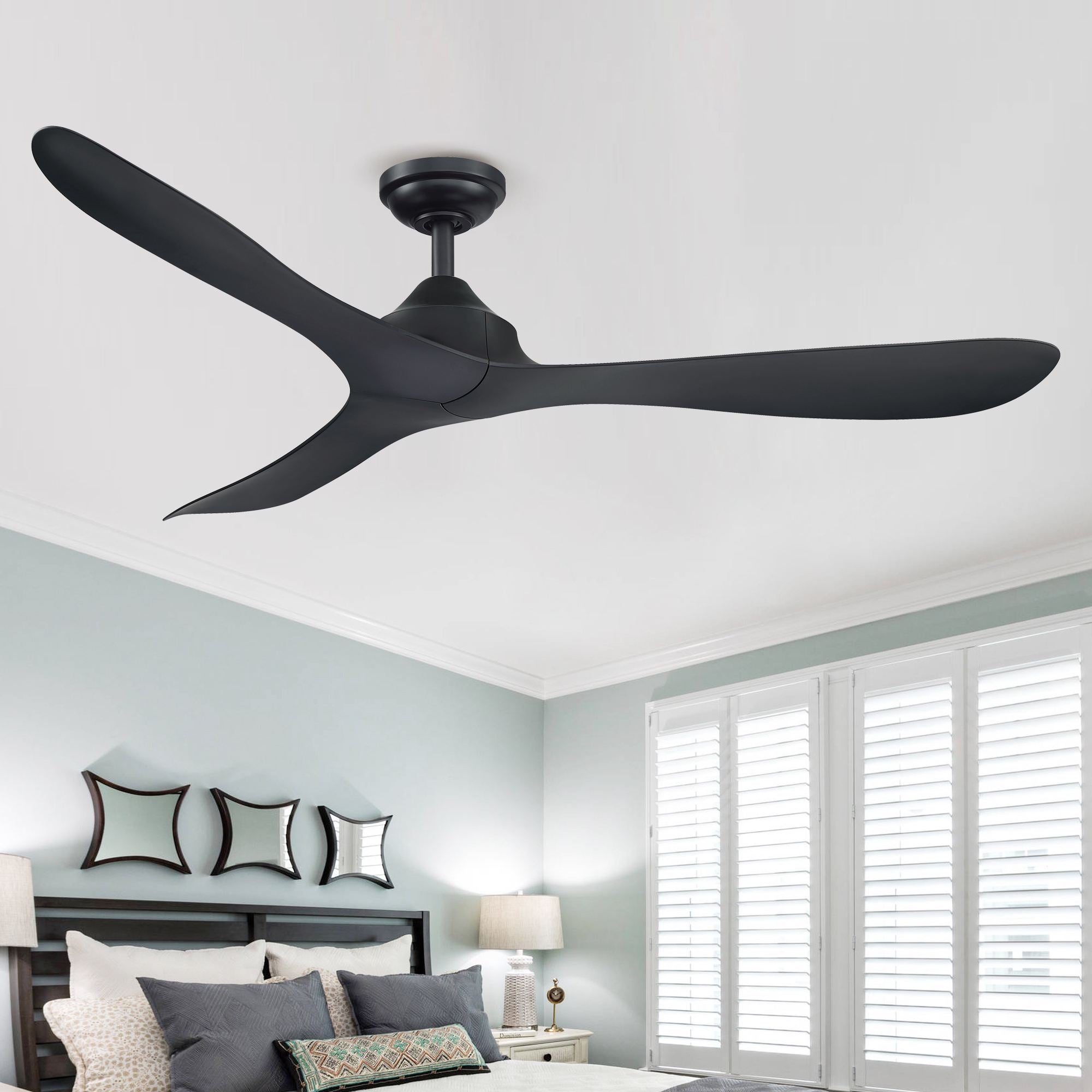 Parrot Uncle 56  Modern Black 3-Blade Propeller DC Ceiling Fan with Remote Matte Black thumbnail