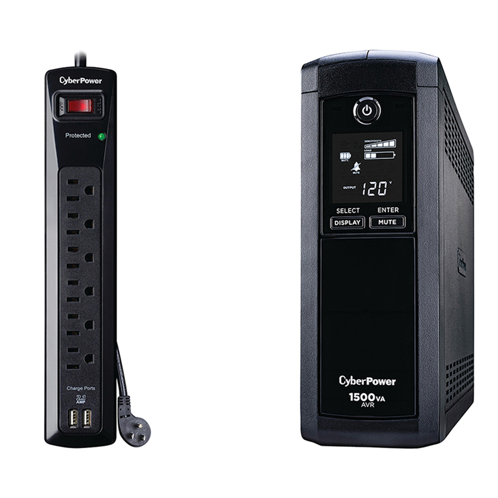 CyberPower 1500 UPS & 6 Outlet USB Surge Protector