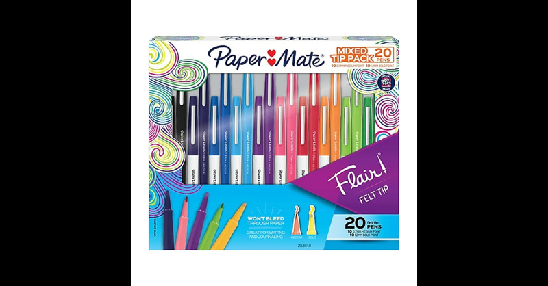 Paper Mate Flair Felt Tip Pens  Bold and Medium Point  0.7 Mm  Assorted Colors  Pack of 20 Pens thumbnail
