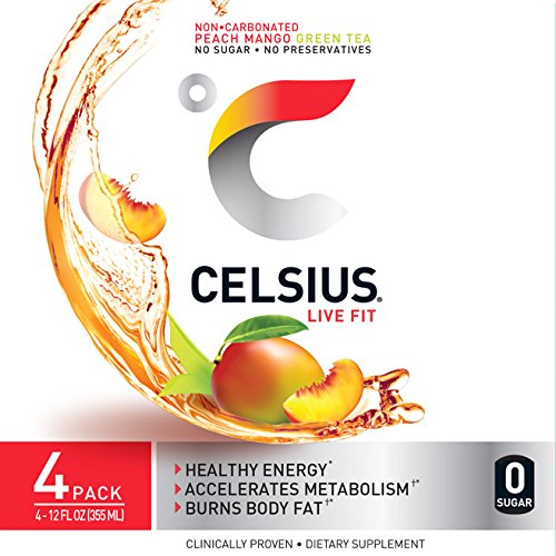 CELSIUS Fitness Energy Drink 12 Fl Oz, Peach Mango Green Tea (Pack of 24) thumbnail