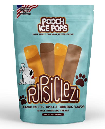 Pupsiclez - Dog Ice Cream, Ice Pops, Peanut Butter & Apple with Turmeric, 5.36oz Human Grade Freezable Treats for Dogs & Puppies, Made in the USA, Res
