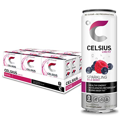 CELSIUS Fitness Energy Drink 12 Fl Oz, Sparkling Wild Berry (Pack of 24)