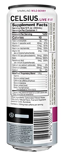 CELSIUS Fitness Energy Drink 12 Fl Oz, Sparkling Wild Berry (Pack of 24) thumbnail