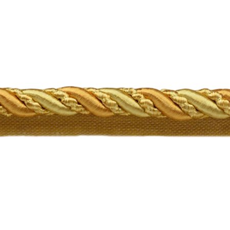 7/16  (1cm) Noblesse Collection Large Shiny Decorative Twisted Rope Cord with Lip | Cord Trim # 0716H   Canary Gold #4875 (Dark Gold  Yellow Gold) 27 