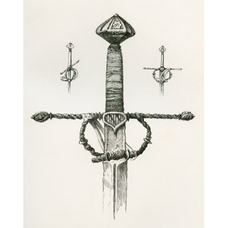 Knights Sword with Double Edged Blade Spirally Twisted Crosspiece and Forefinger and Thumb Guard Dated AD 1455 from the British Army Its Origins Progr