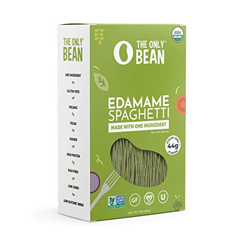The Only Bean - Organic Edamame Spaghetti Pasta - High Protein  Keto Friendly  Gluten-Free  Vegan  Non-GMO  Kosher  Low Carb  Plant-Based Bean Noodles