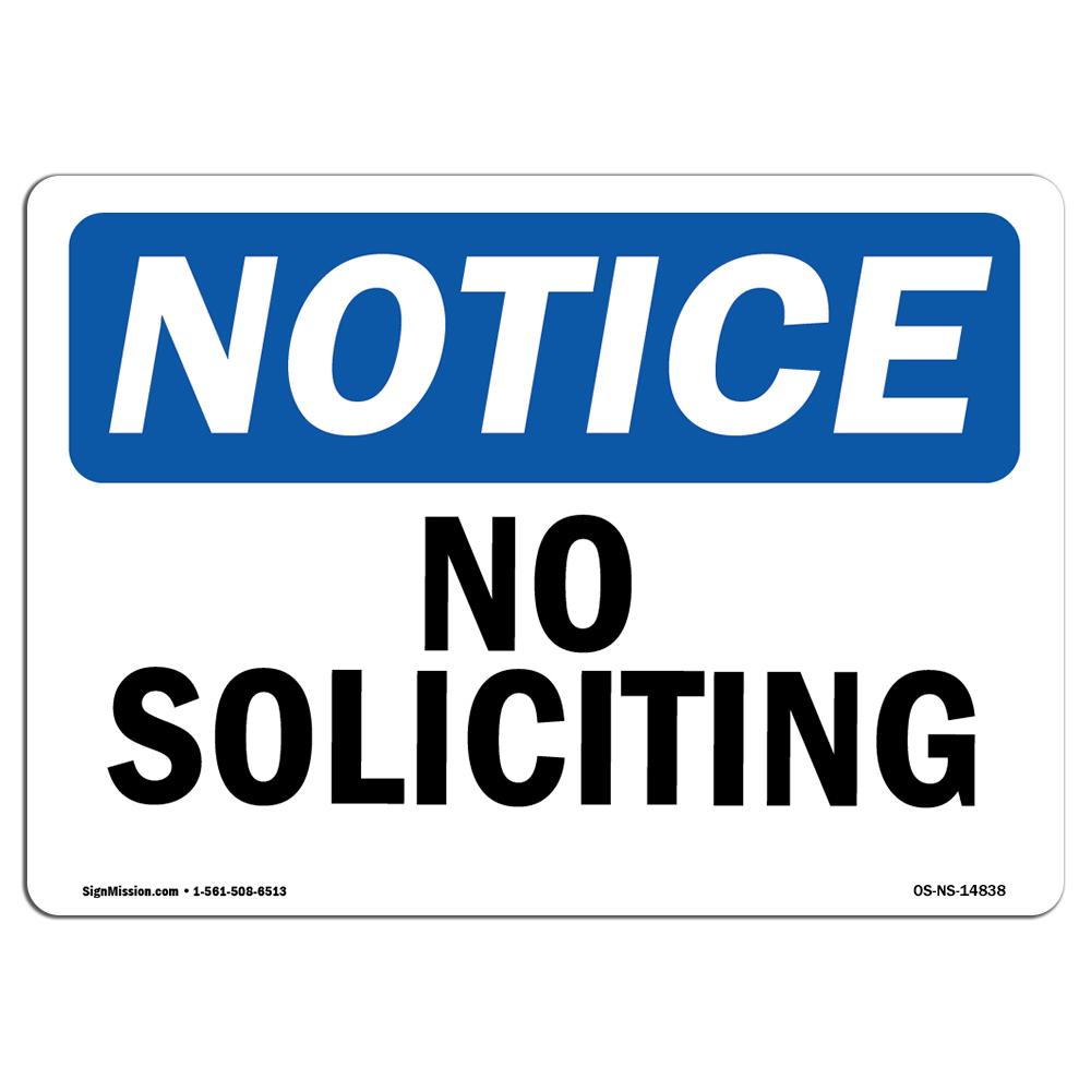 SignMission OS-NS-a-1218-L-14838 12 X 18 in. OSHA Notice Sign - No Soliciting