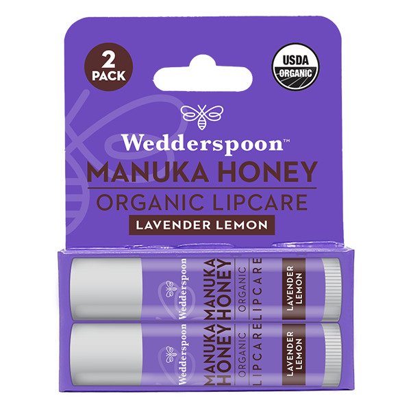 Wedderspoon Organic Manuka Honey Lip Balm, Lavender Lemon - 2 Pk