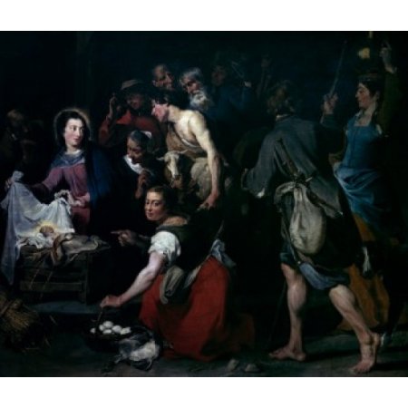 Adoration of the Shepherds by Jan Cossiers (1600-1679) Canvas Art - Jan Cossiers (18 X 24)