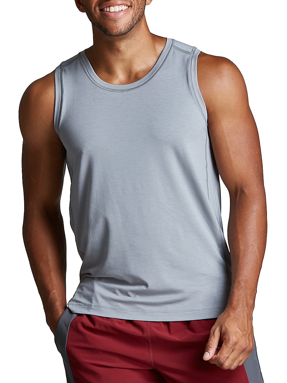 Mens Tank Fourlaps 2658-1049-05-LT GREY-XL|MENS RUN/TRAIN APPAREL