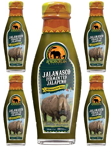 African Dream Foods Jalanasco - Fermented Jalapeno Hot Sauce  5 Fl Oz  5PK