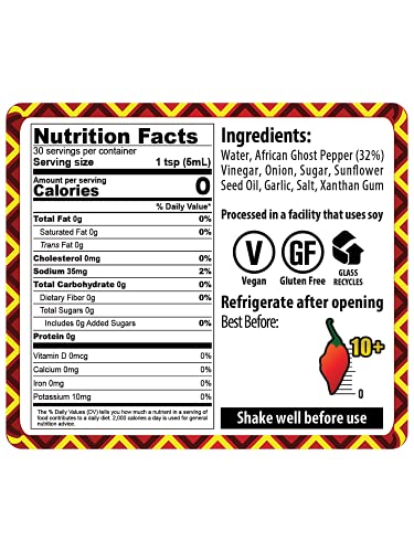 African Ghost Pepper Hot Sauce by African Dream Foods | All Natural Hot Sauce | Made in Africa | 5 Fl Oz Glass Bottle thumbnail