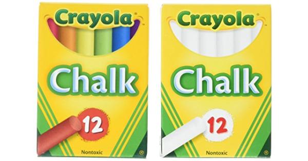Crayola Non-Toxic White Chalk(12 Ct Box)and Colored Chalk(12 Ct Box) Bundle