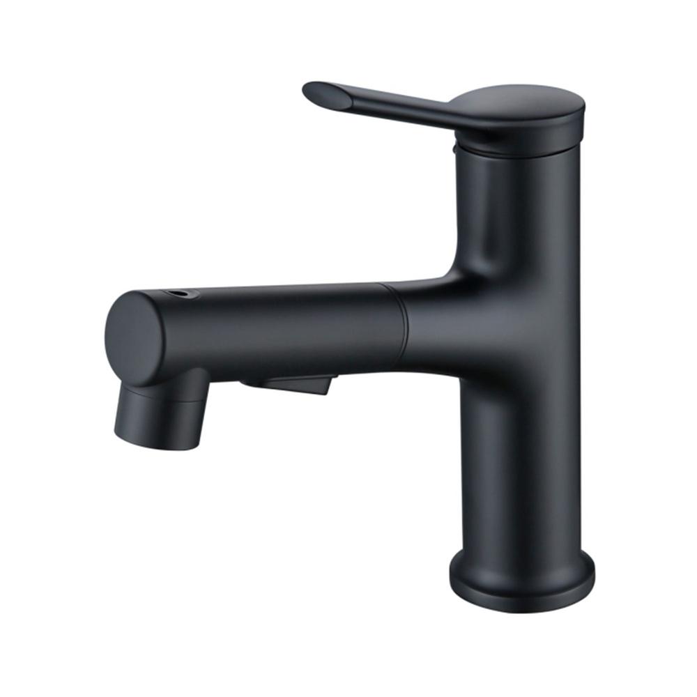 Parrot Uncle Genta Single Handle Single Hole Pull-Down Bathroom Faucet in Matte Black