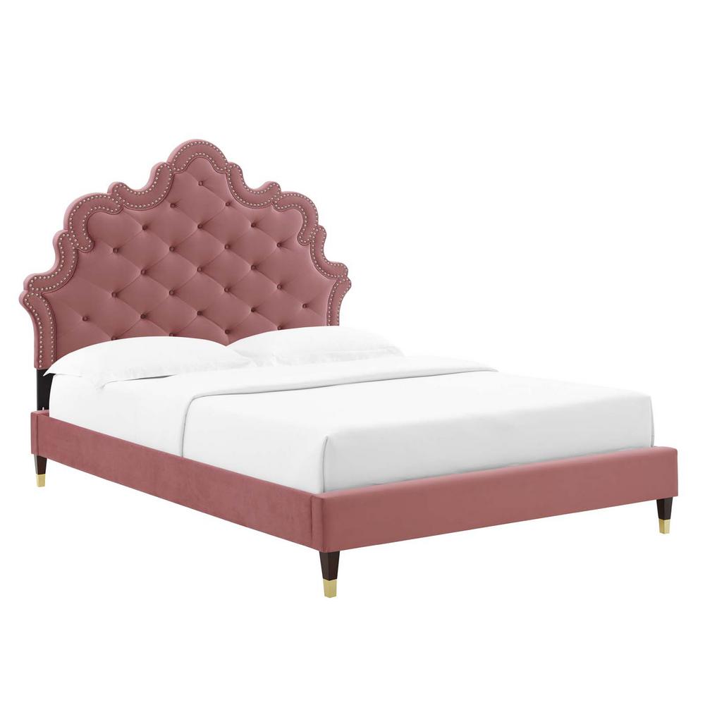 Gwyneth Collection MOD-6755-DUS Tufted Performance Velvet Twin Platform Bed in Dusty Rose