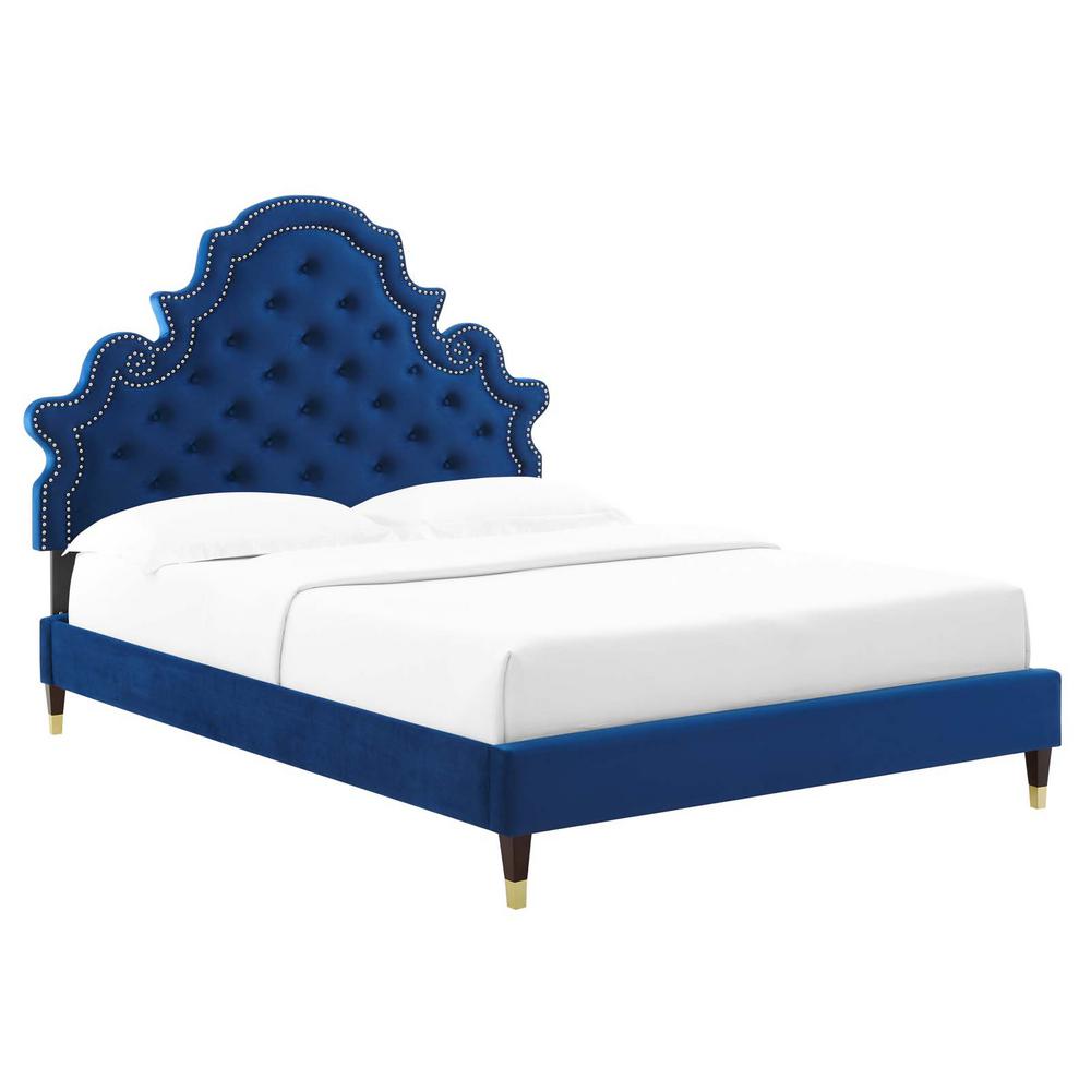 Gwyneth Collection MOD-6755-NAV Tufted Performance Velvet Twin Platform Bed in Navy