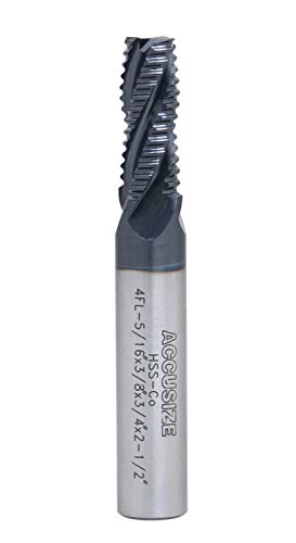 Accusize Industrial Tools 5/16'' by 3/8'' by 3/4'' Flt Length, 2-1/2'' Oal, 4 Flute, Standard Tooth M42 8% Cobalt Tialn Roughing End Mill, 1102-0516