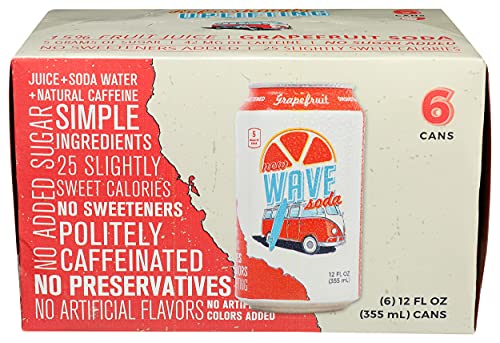 New Wave Soda, Soda Grapefruit, 12 Fl Oz, 6 Pack