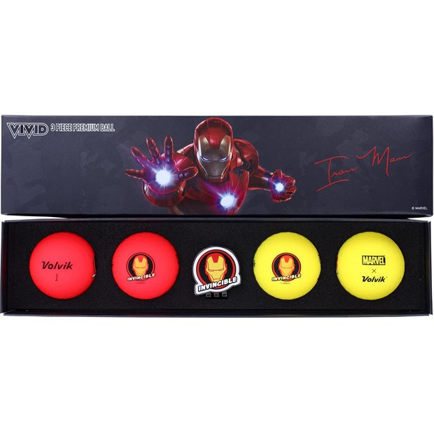 Volvik Vivid Marvel X Golf Balls (Iron Man  4pk) Invincible Gift Set NEW