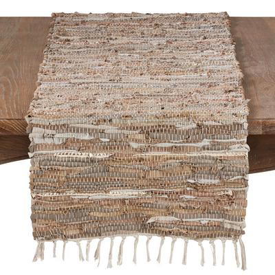 Chindi Design Leather and Cotton Runner - Saro Lifestyle 4875.N1690B