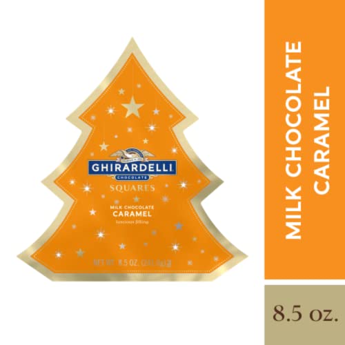 2021 Ghirardelli Chocolate Limited Edition Holiday Tree Box Milk Chocolate Caramel Squares Assortment, Individually Wrapped Bulk Chocolates for Gift G thumbnail