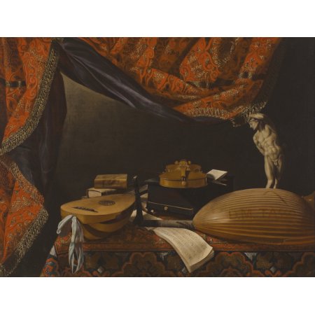 Still Life with Musical Instruments 1650 Canvas Art - Evaristo Baschenis (24 X 36)