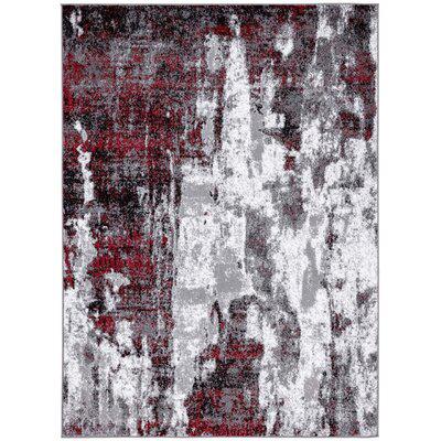 17 Stories Rugs,Divion Modern Area Rugs W/ Abstract Patterns 7681 Medium Pile Area Rug in Black/Red, Size 96.0 W X 0.5 D in | Wayfair