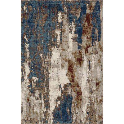 17 Stories Rugs,Divion Modern Area Rugs W/ Abstract Patterns 7681 Medium Pile Area Rug in Blue/White, Size 96.0 W X 0.5 D in | Wayfair