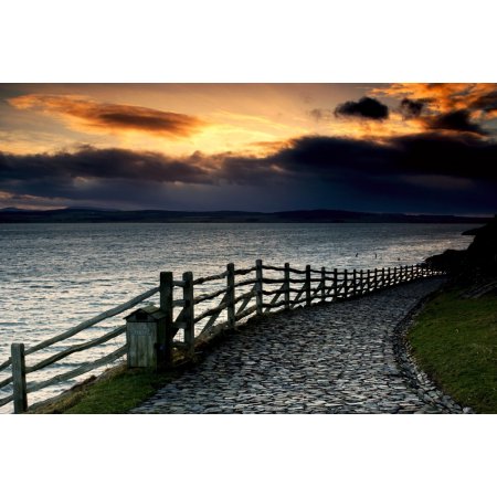 Path Along the Water Holy Island Berwick Northumberland England Canvas Art - John Short Design Pics (17 X 11)
