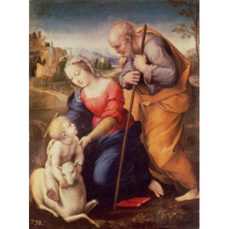 Holy Family with the Lamb 1507 Raphael (1483-1520 Italian) Oil on Wood Panel Museo Del Prado Madrid Spain Canvas Art - Raphael (18 X 24)