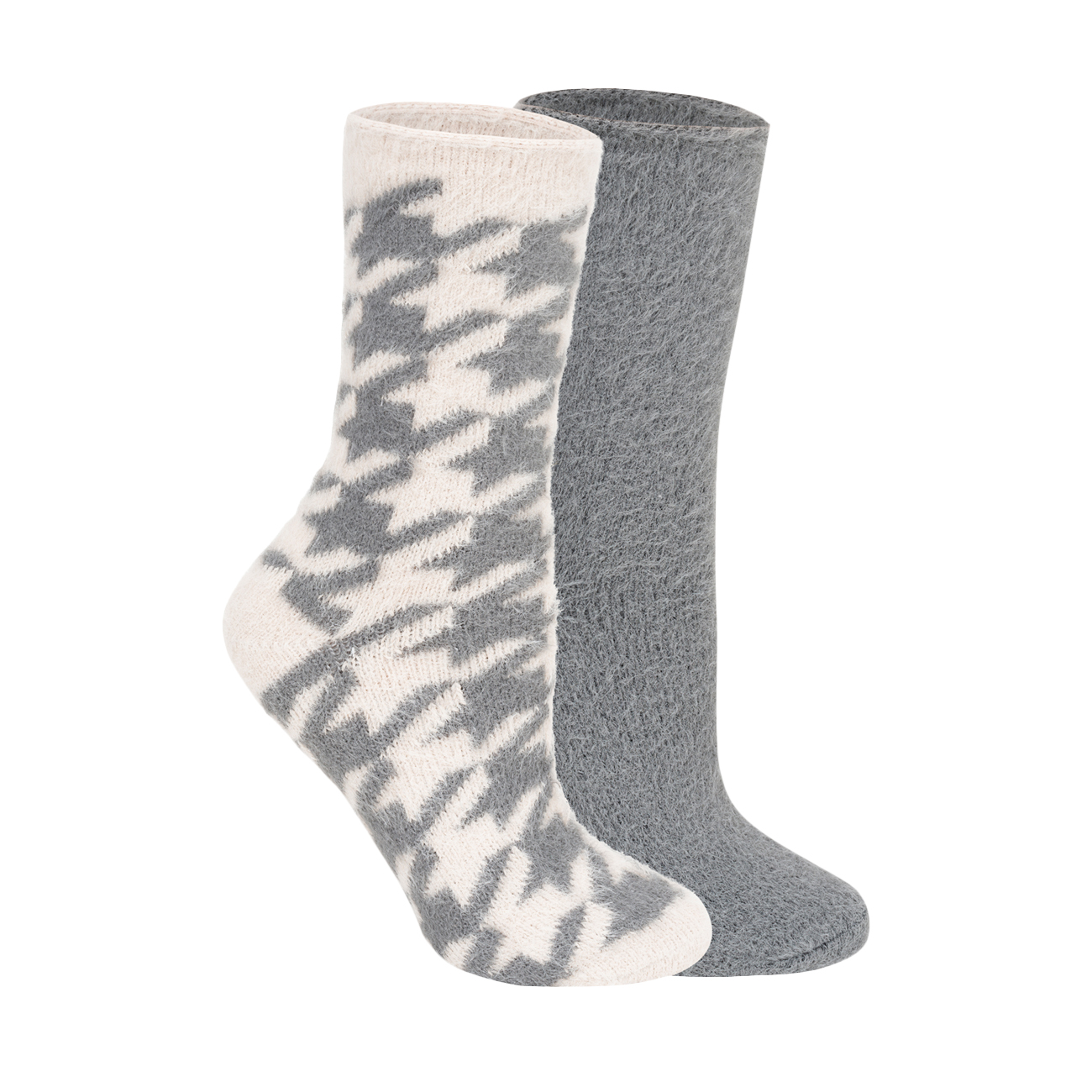 Lemon Women's 2-Pack Tootsie Rolled Foam Crew Socks in Medium Grey NODIM
