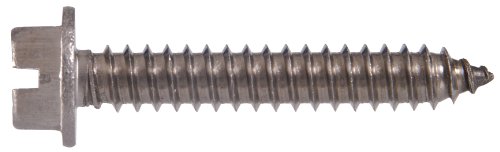 The Hillman Group 8306 Stainless Steel Hex Washer Head Slotted Sheet Metal Screw, 8 X 1-Inch, 3-Pack