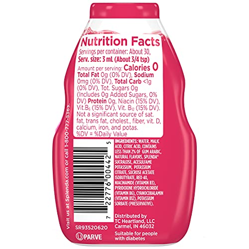 SPLENDA Liquid Water Enhancer Drops  Sugar Free  Zero Calorie  Natural Flavor  Concentrated Drink Mix  3.11 Fl Oz Each Bottle (Strawberry Watermelon   thumbnail