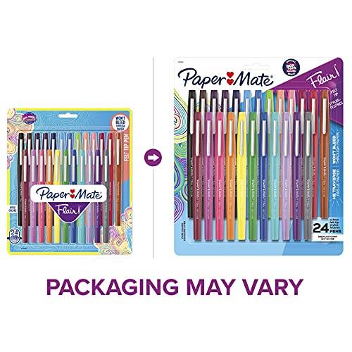 Paper Mate Flair Felt Tip Pens | Medium Point 0.7 Millimeter Marker Pens | Back to School Supplies for Teachers & Students | Assorted Colors, 24 Count thumbnail