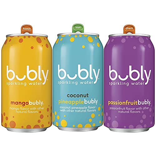 Bubly Sparkling Water  Sunshine & Smiles 3 Flavor Variety Pack  12 Oz Cans  18 Pack