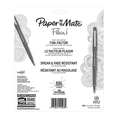 Paper Mate Flair Felt Tip Pens | Medium Point 0.7 Millimeter Marker Pens | Back to School Supplies for Teachers & Students | Assorted Colors, 24 Count thumbnail