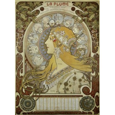 Calendar for 1897 1897 Alphonse Marie Mucha (1860-1939Czech) Bibliotheque Forney Canvas Art - Alphonse Marie Mucha (18 X 24)