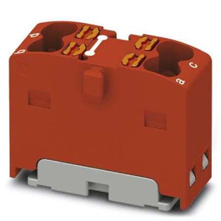 Phoenix Contact Distribution Block, 4 Way, 450 V, 17.5A, Red