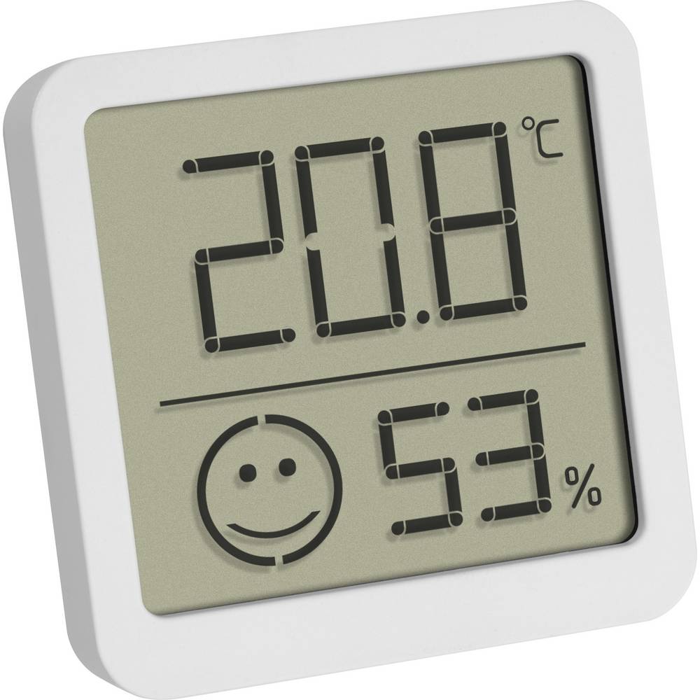 TFA Dostmann Digital Mini Thermo-Hygrometer 30.5053.02 Indoor Temperature and Humidity Small and Handy to Stand or Hang up White