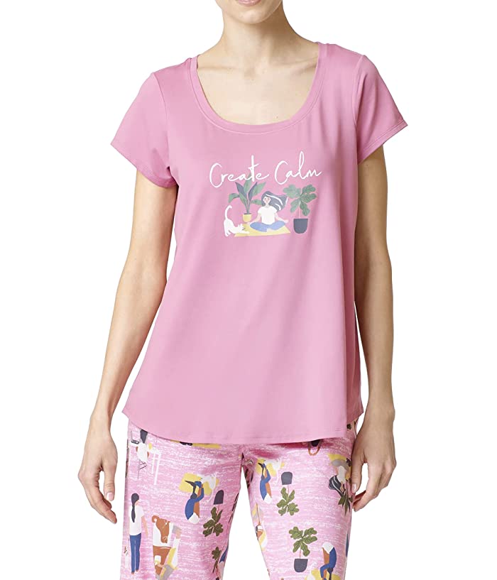 Hue Scoop-Neck Sleep Tee - Foxglove - Size Small