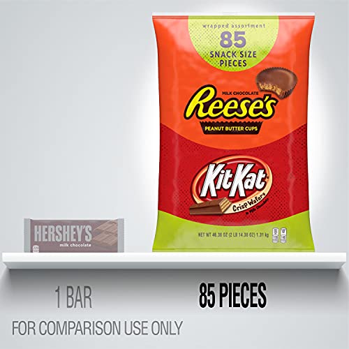 REESE S and KIT KAT® Milk Chocolate Assortment Snack Size Candy  Halloween  44.23 Oz Bulk Variety Bag 85 Pieces (1 PACK) thumbnail