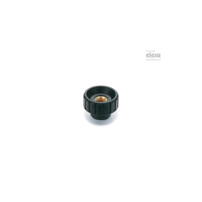 Elesa 6331 Black Polyamide Based Technopolymer Round Knob, M4, Through Hole