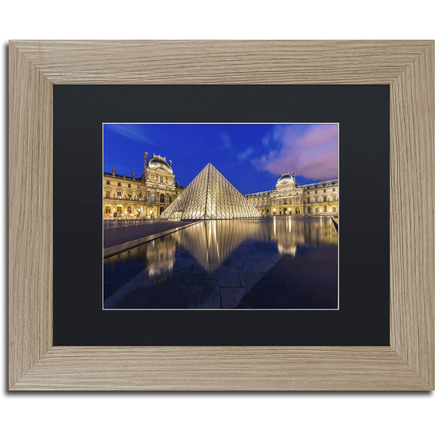 Trademark Fine Art  Golden Hour in the Louvre  Canvas Art by Mathieu Rivrin  Black Matte  Birch Frame