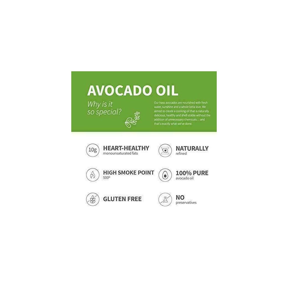 100% Avocado Cooking Oil - 1ltr Bottle (33.8fl) (Single Bottle) by Chosen Foods thumbnail