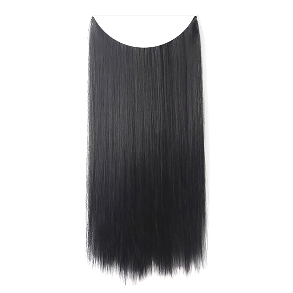 Fish Line Natural Fiber Hairpiece Hair Extension Long Women Curly Straight Wig - Img-9546 thumbnail