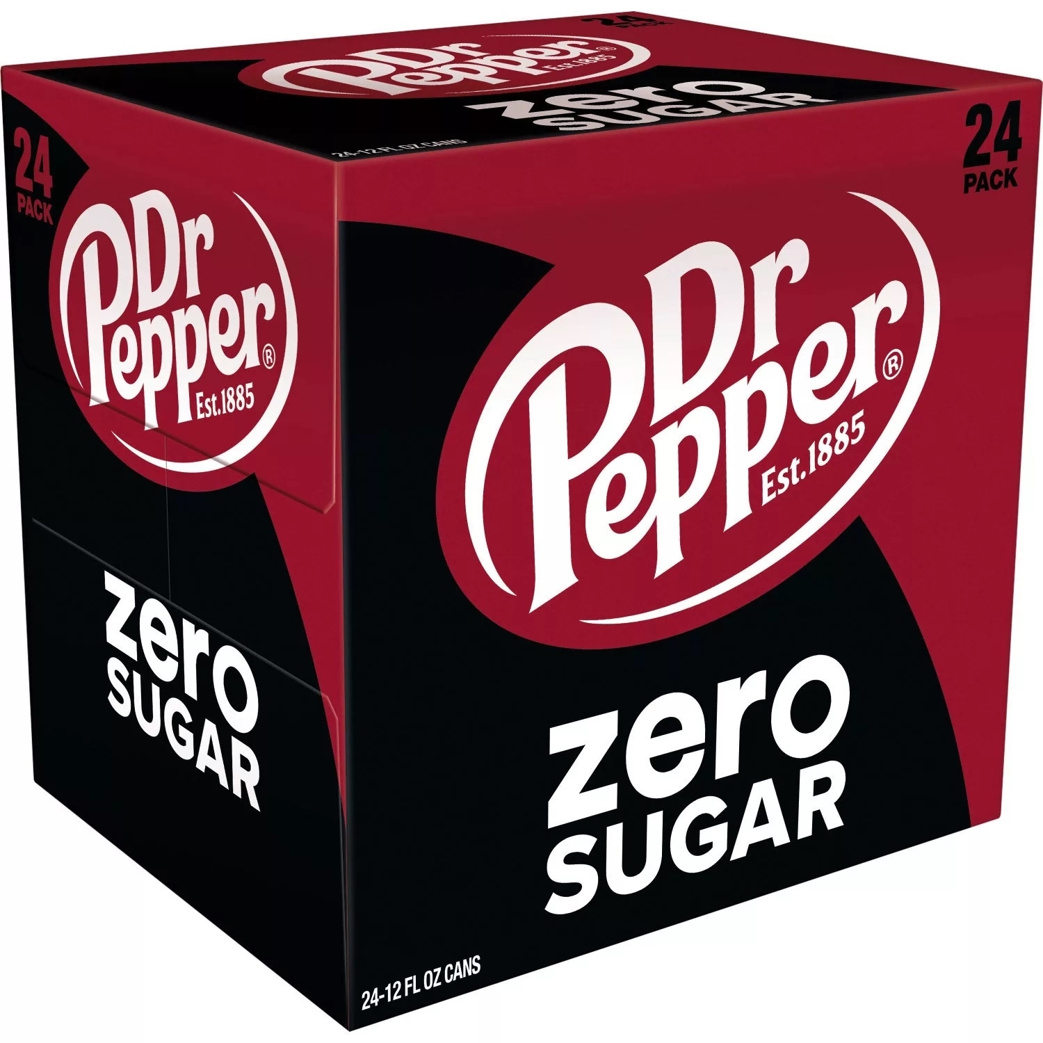 Dr Pepper Zero Sugar Soda Pop  12 Fl Oz  24 Pack Cans