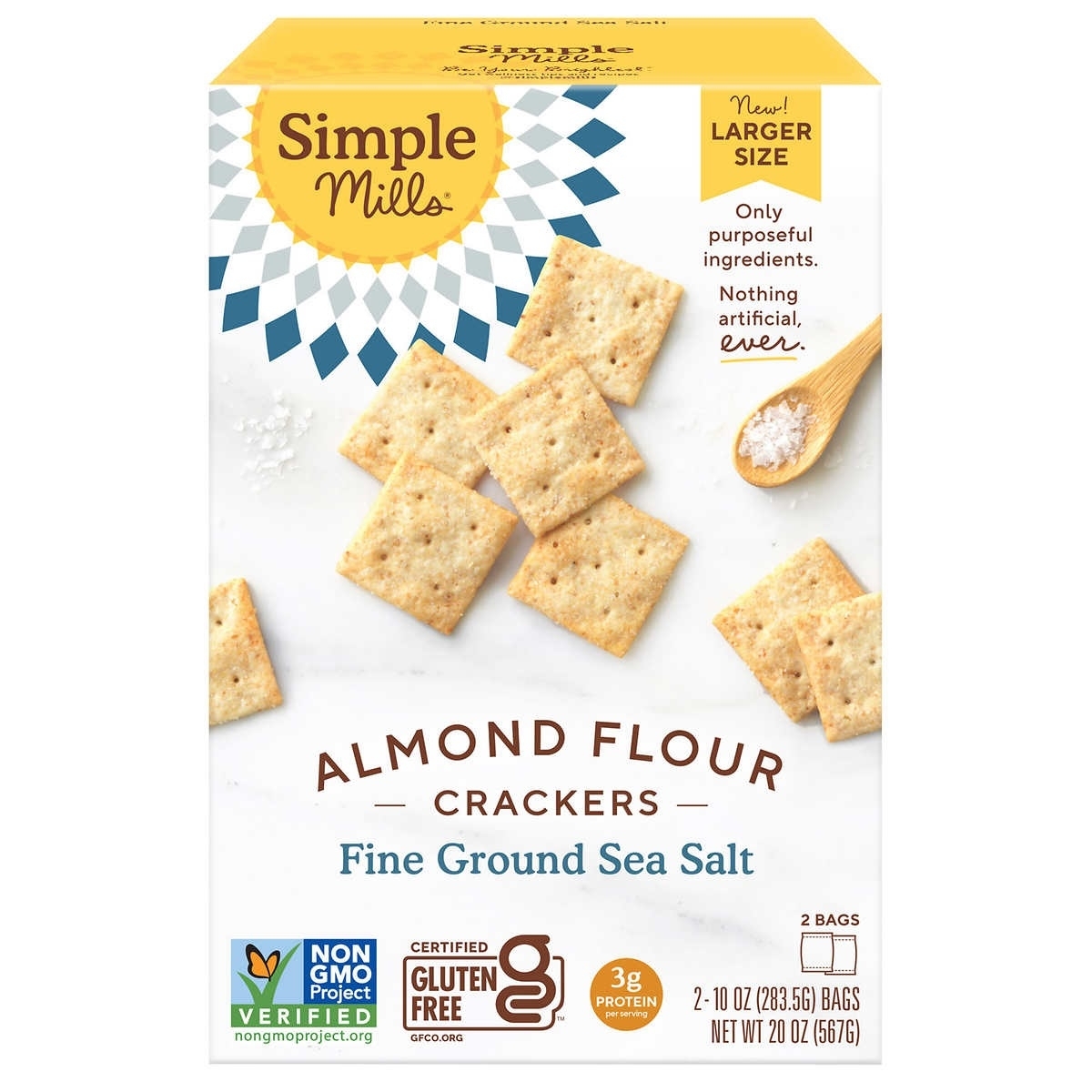 Simple Mills Almond Flour Sea Salt Crackers  10 Ounce (2 Count)